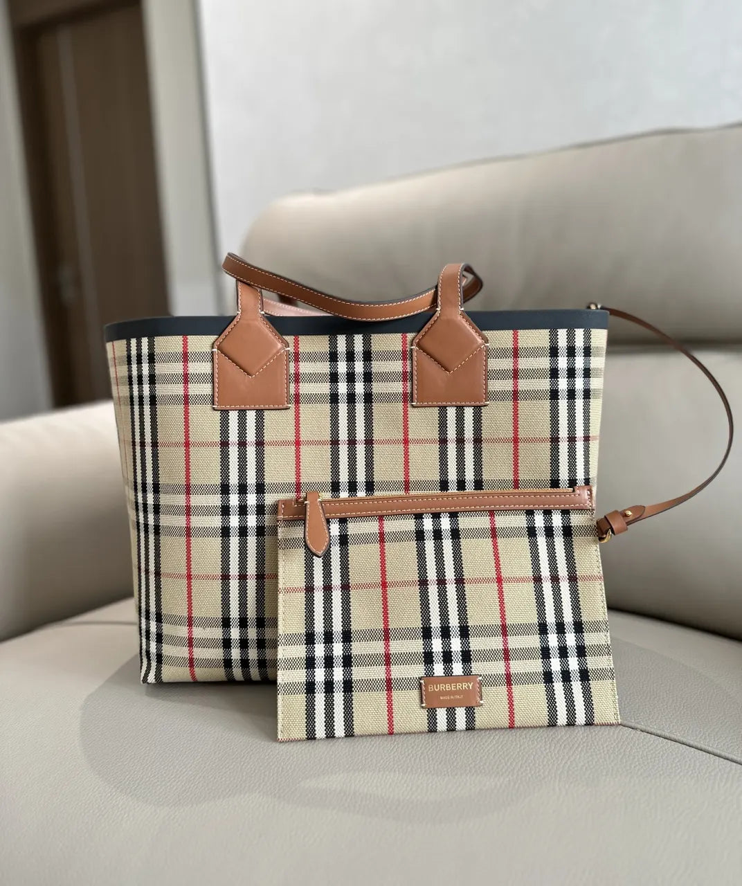 Burberry Check Two-Piece Tote Bag - Hình 2