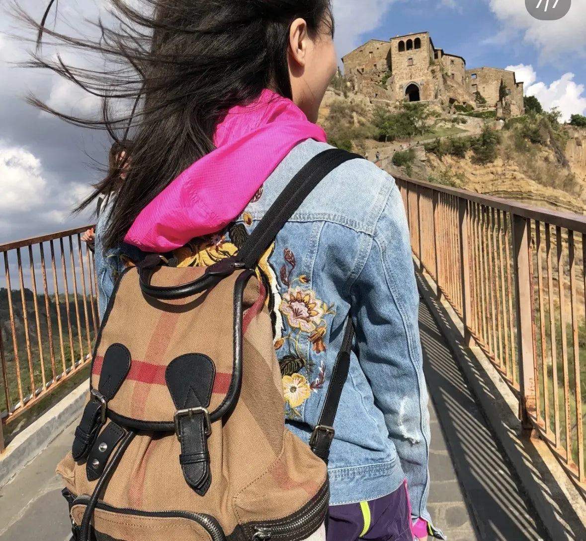 Burberry Beige Check Backpack - Hình 7
