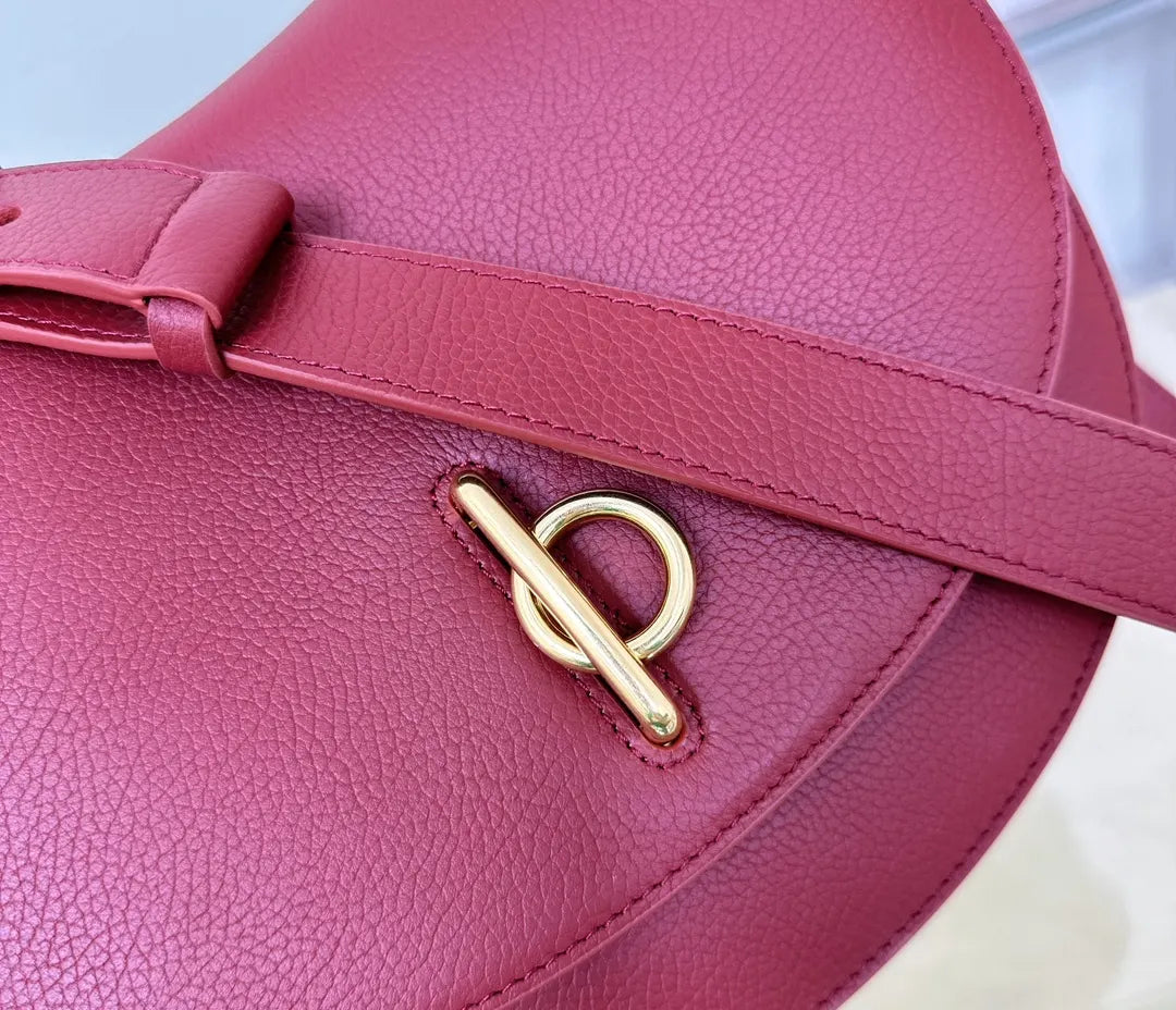 Burberry Oxblood Leather Saddle Bag - Hình 2