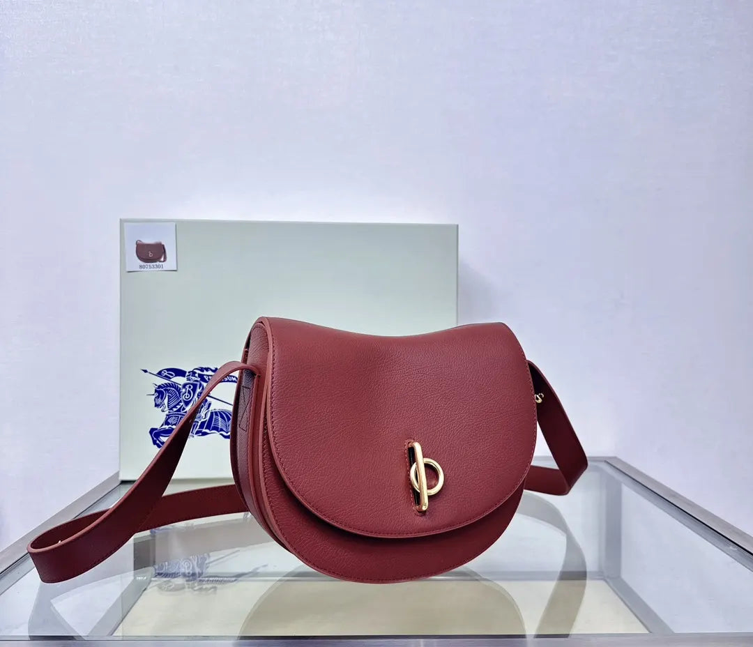 Burberry Oxblood Leather Saddle Bag