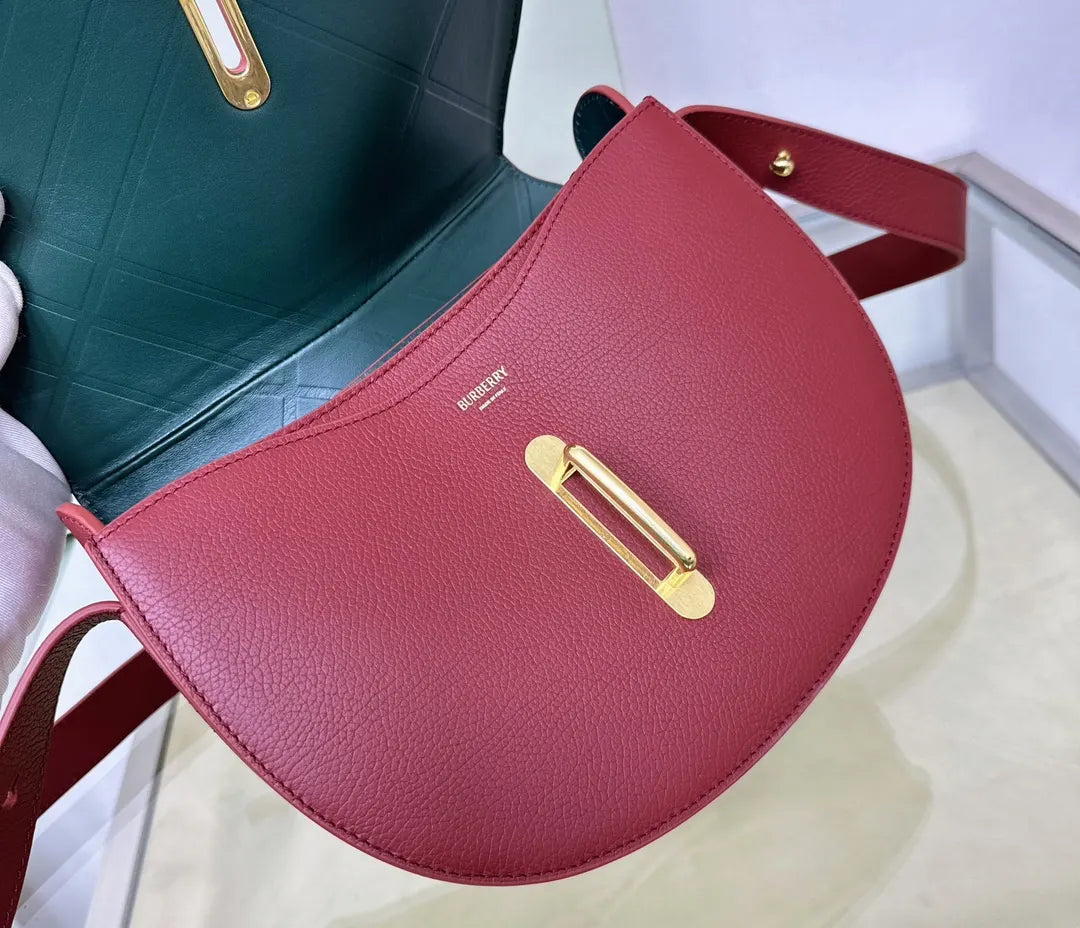 Burberry Oxblood Leather Saddle Bag - Hình 7