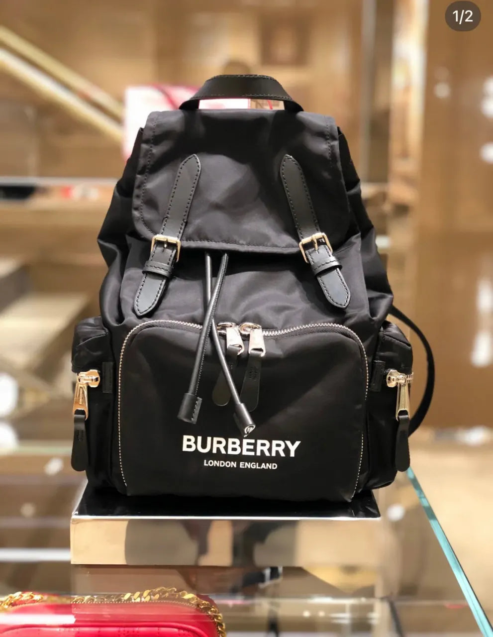 Burberry Black Nylon Backpack leather