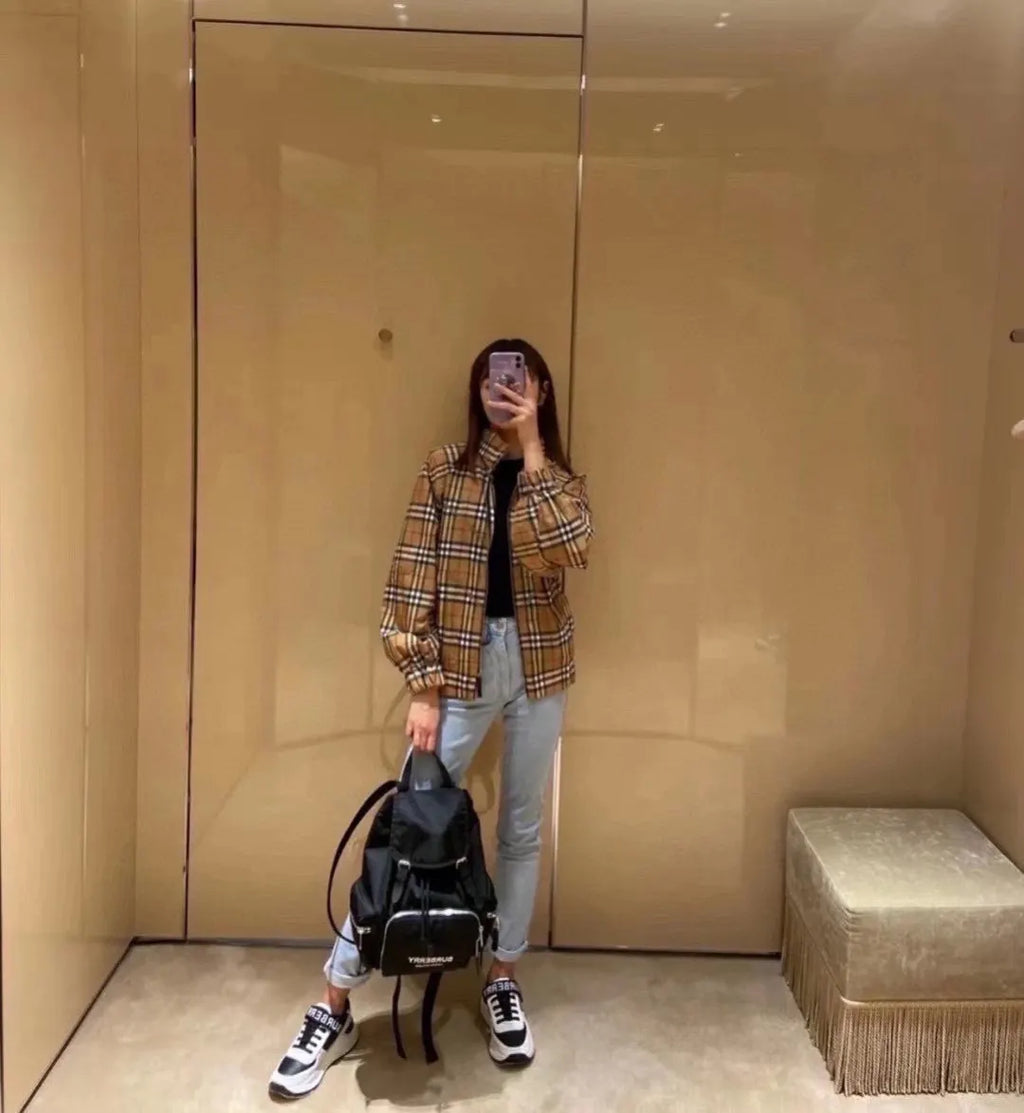 Burberry Black Nylon Backpack leather - Hình 5