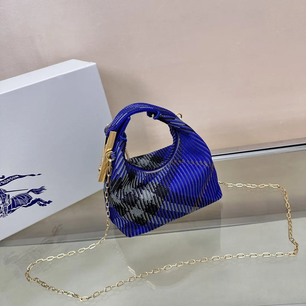 Burberry Blue Knit Hobo Bag - Hình 2