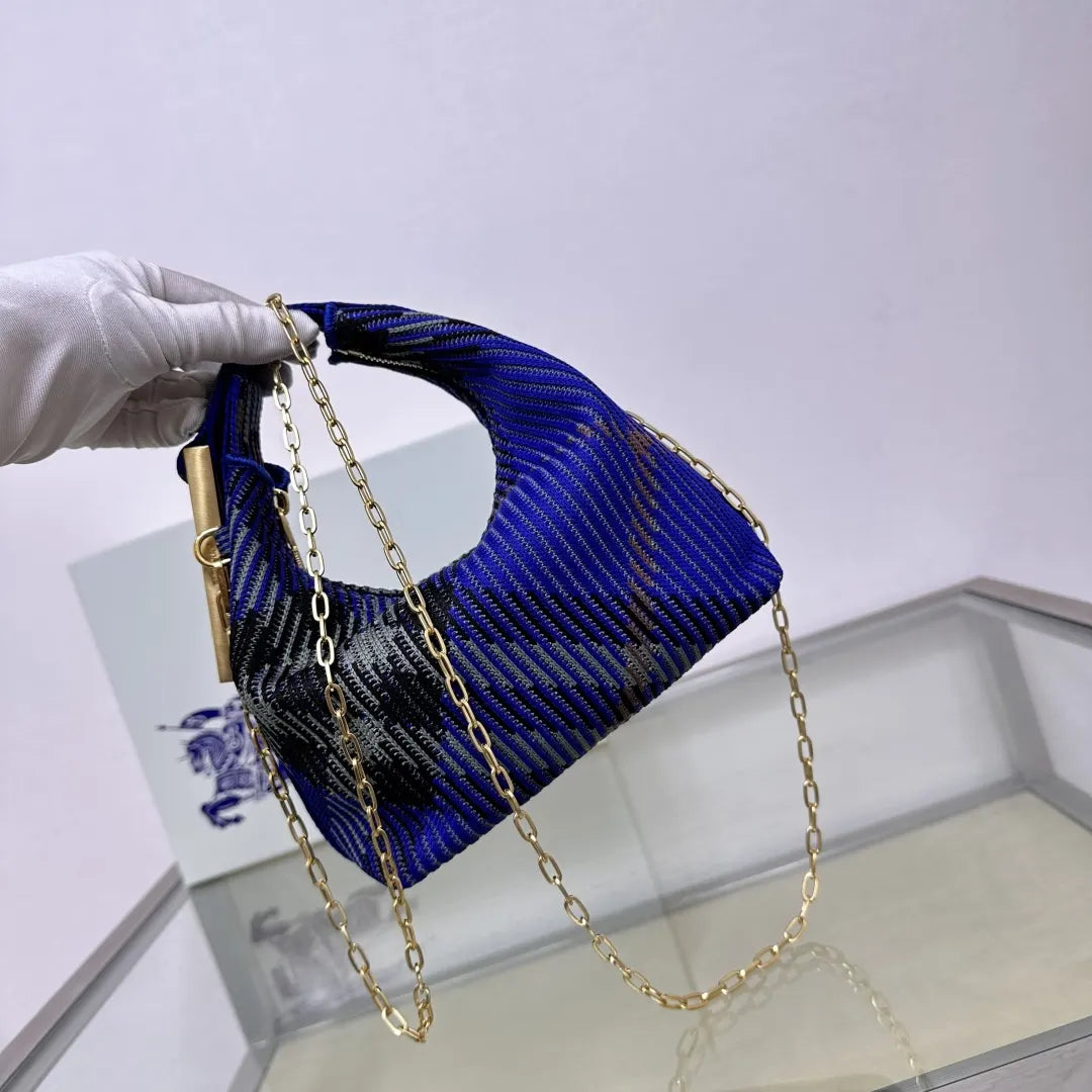 Burberry Blue Knit Hobo Bag