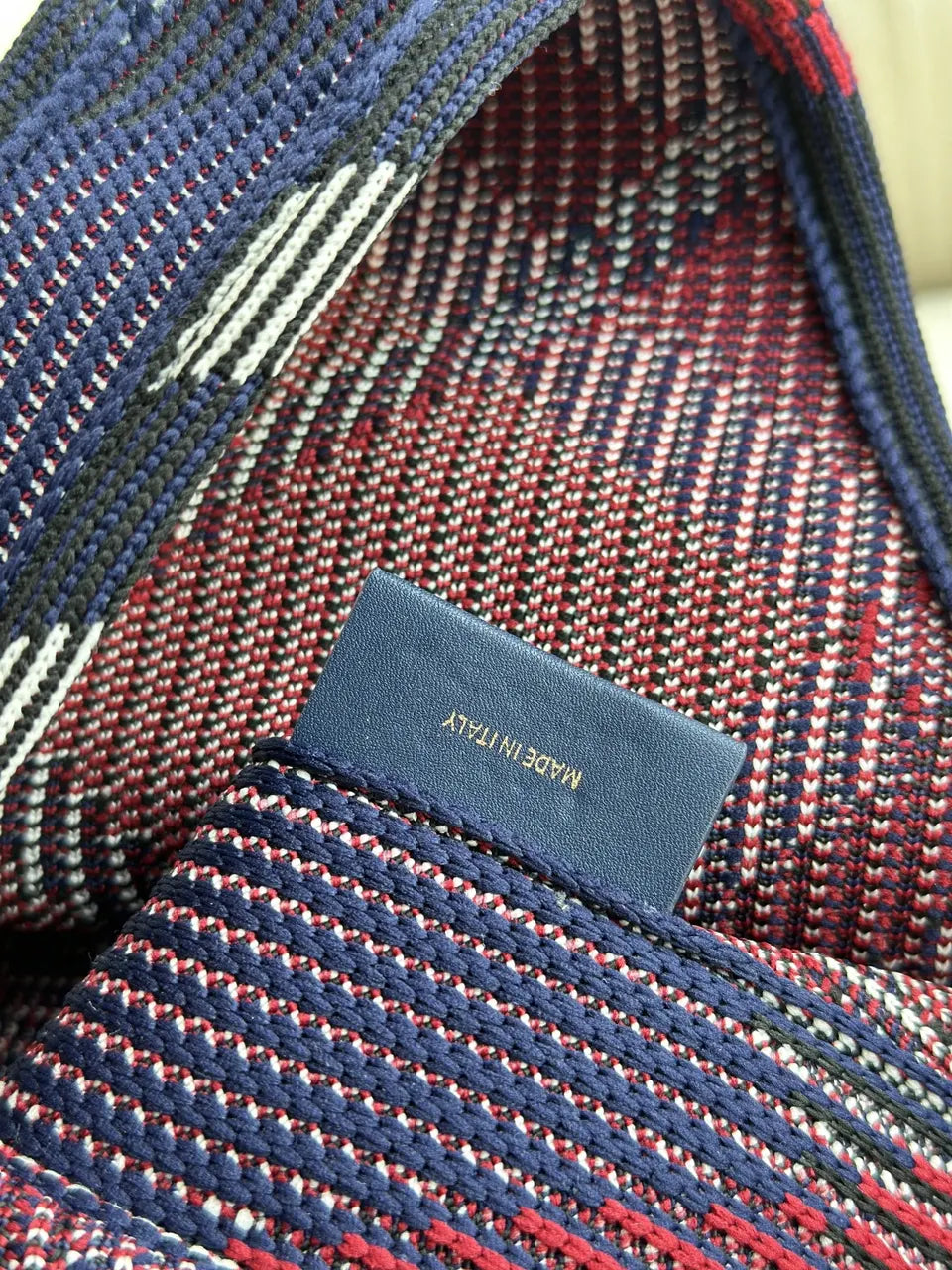 Burberry Navy Check Knit Hobo Bag - Hình 7