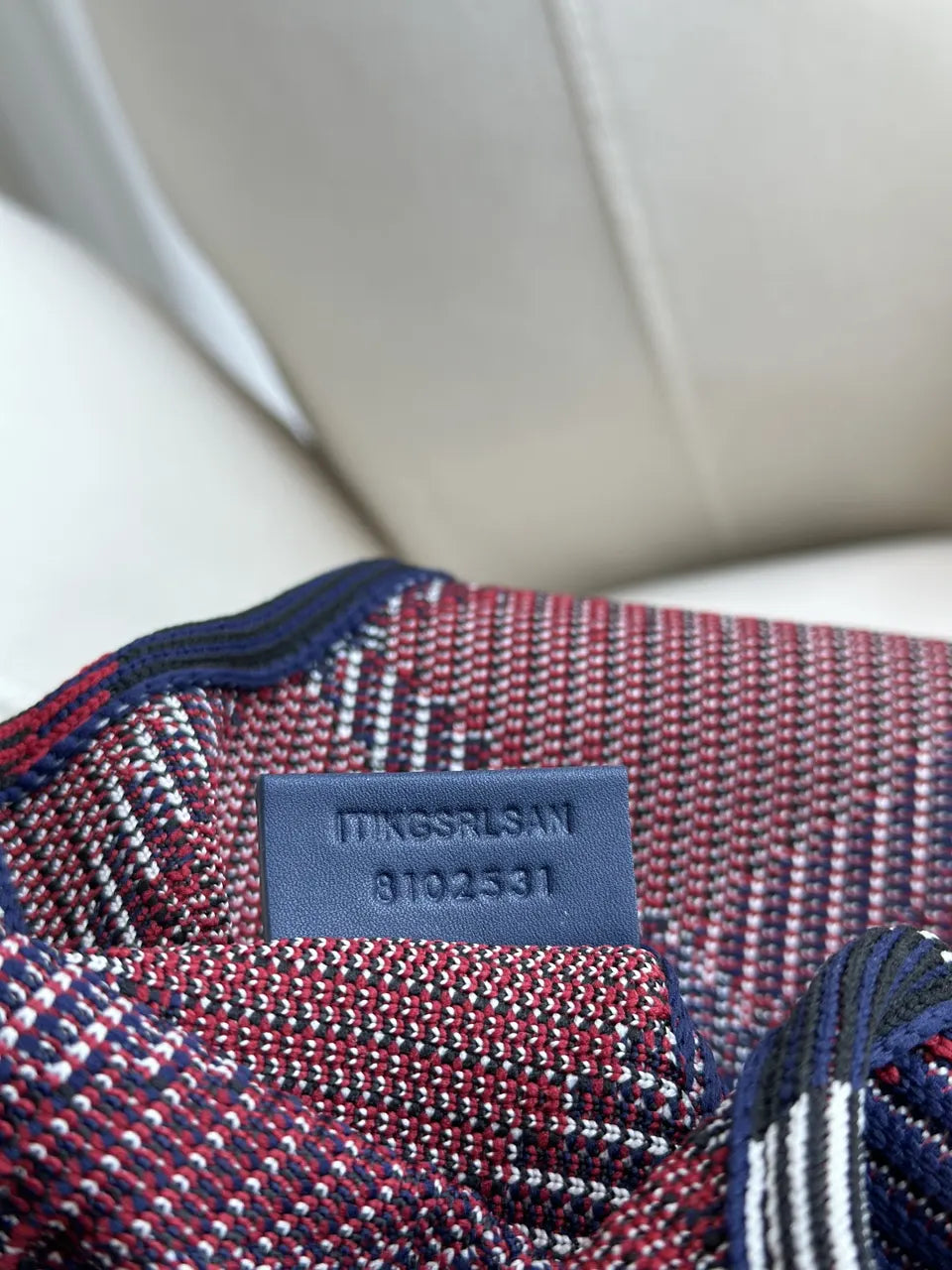 Burberry Navy Check Knit Hobo Bag - Hình 8