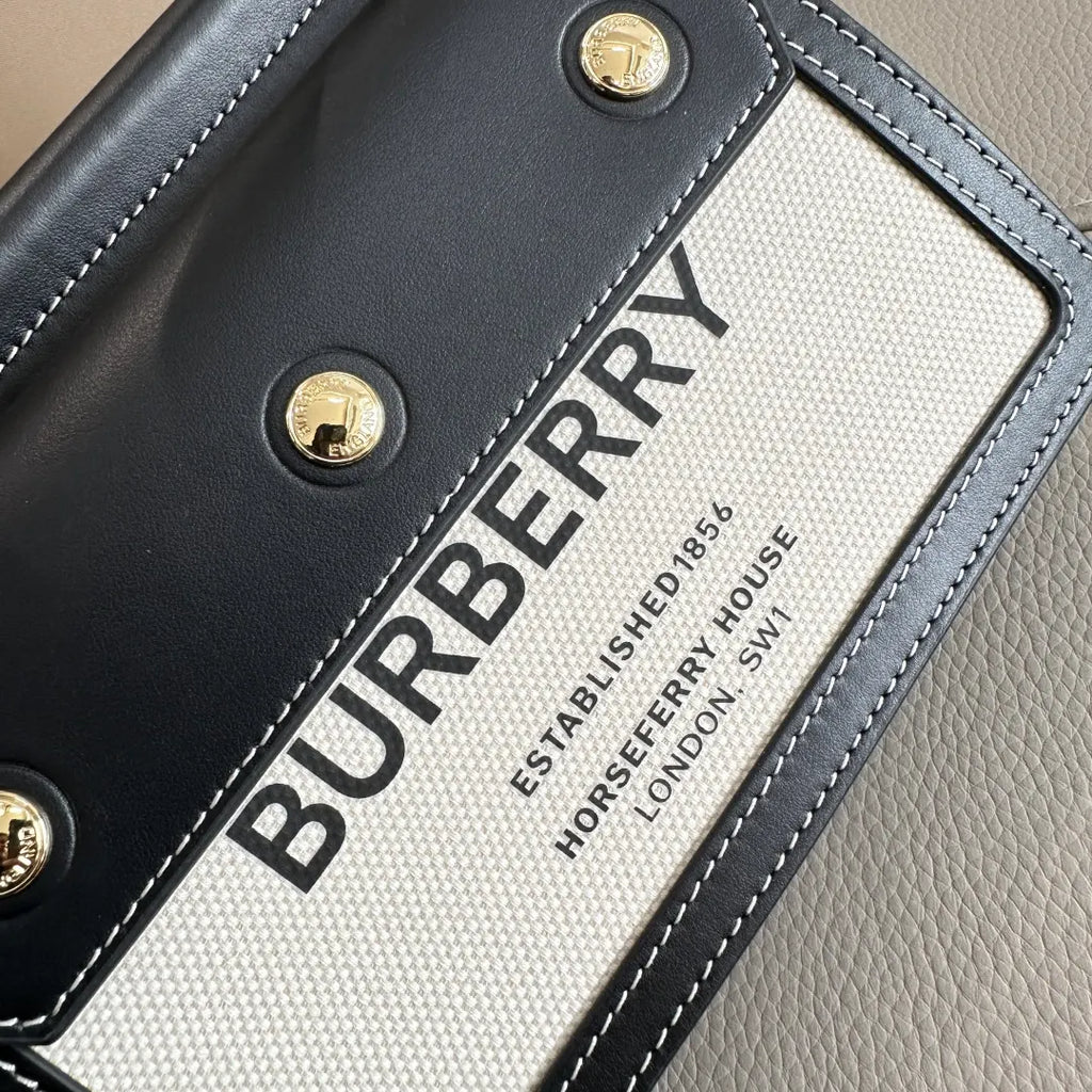 Burberry Black Leather & Canvas Pocket Bag - Hình 5