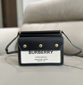 Burberry Black Leather & Canvas Pocket Bag
