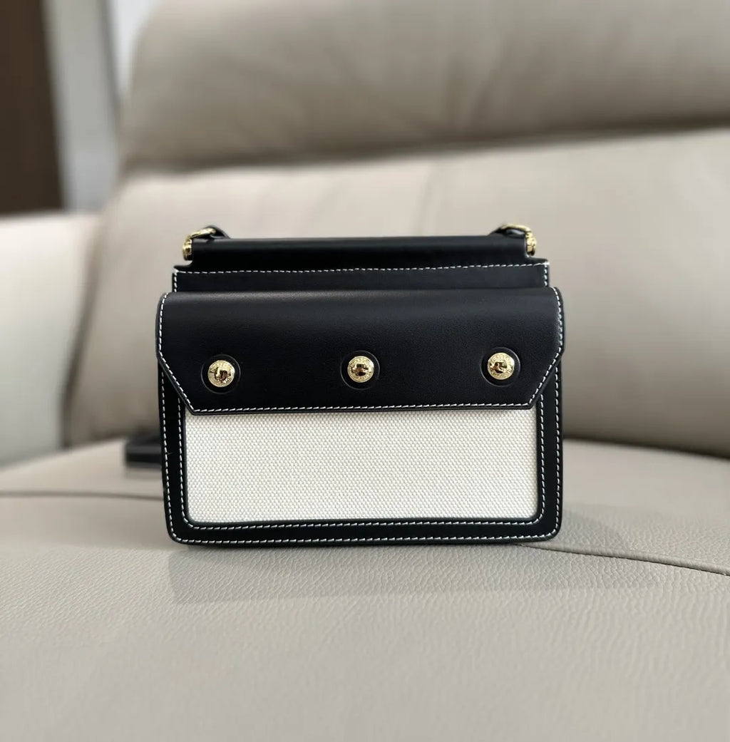 Burberry Black Leather & Canvas Pocket Bag - Hình 2