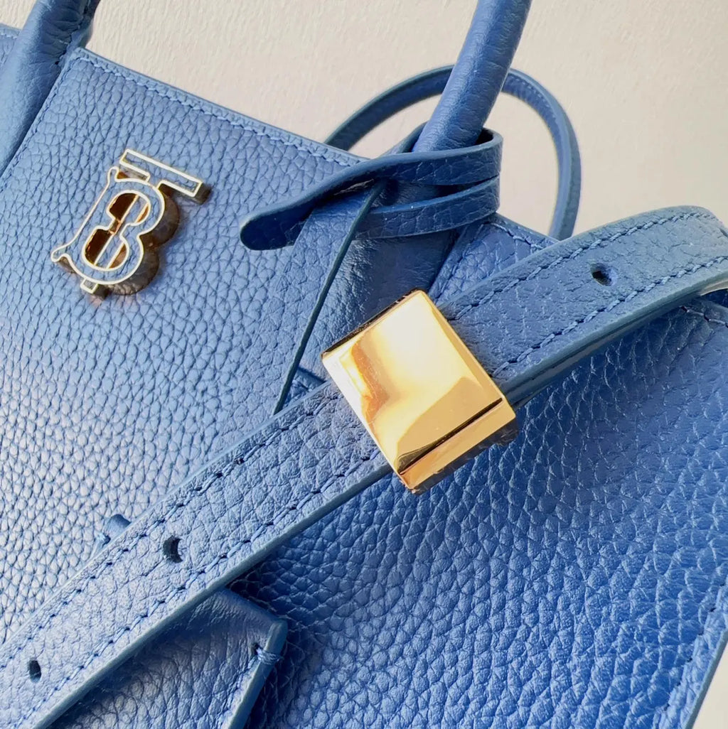 Burberry Cobalt Blue Title Bag - Hình 8