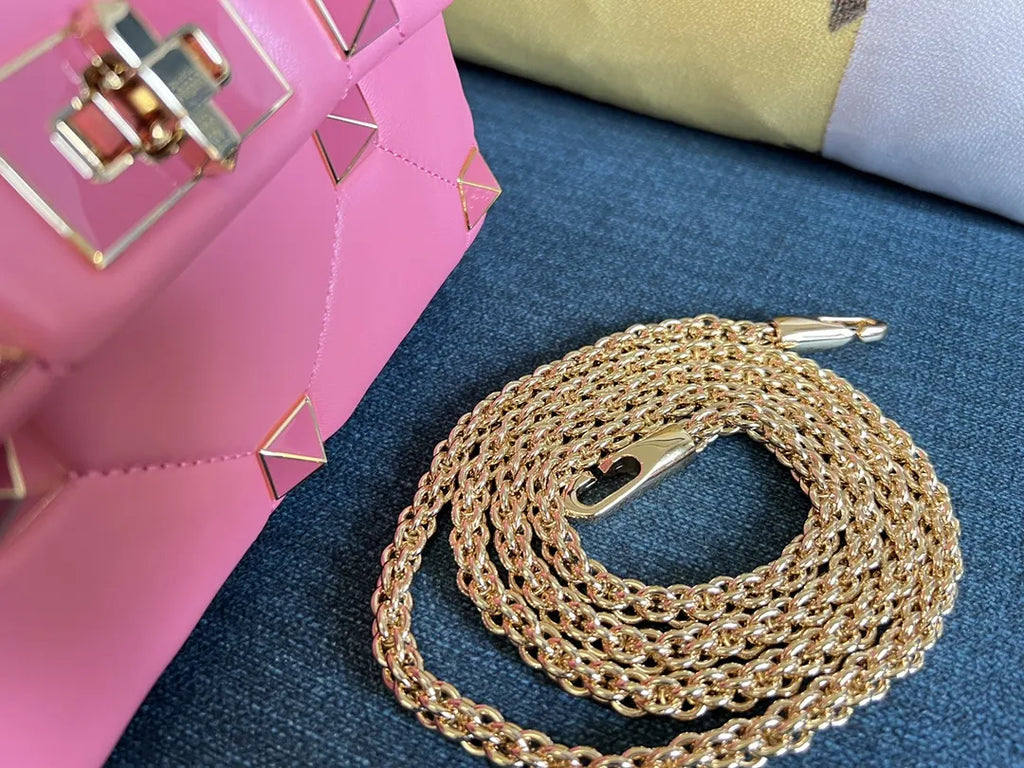Valentino Pink Stud Chain Bag - Hình 6