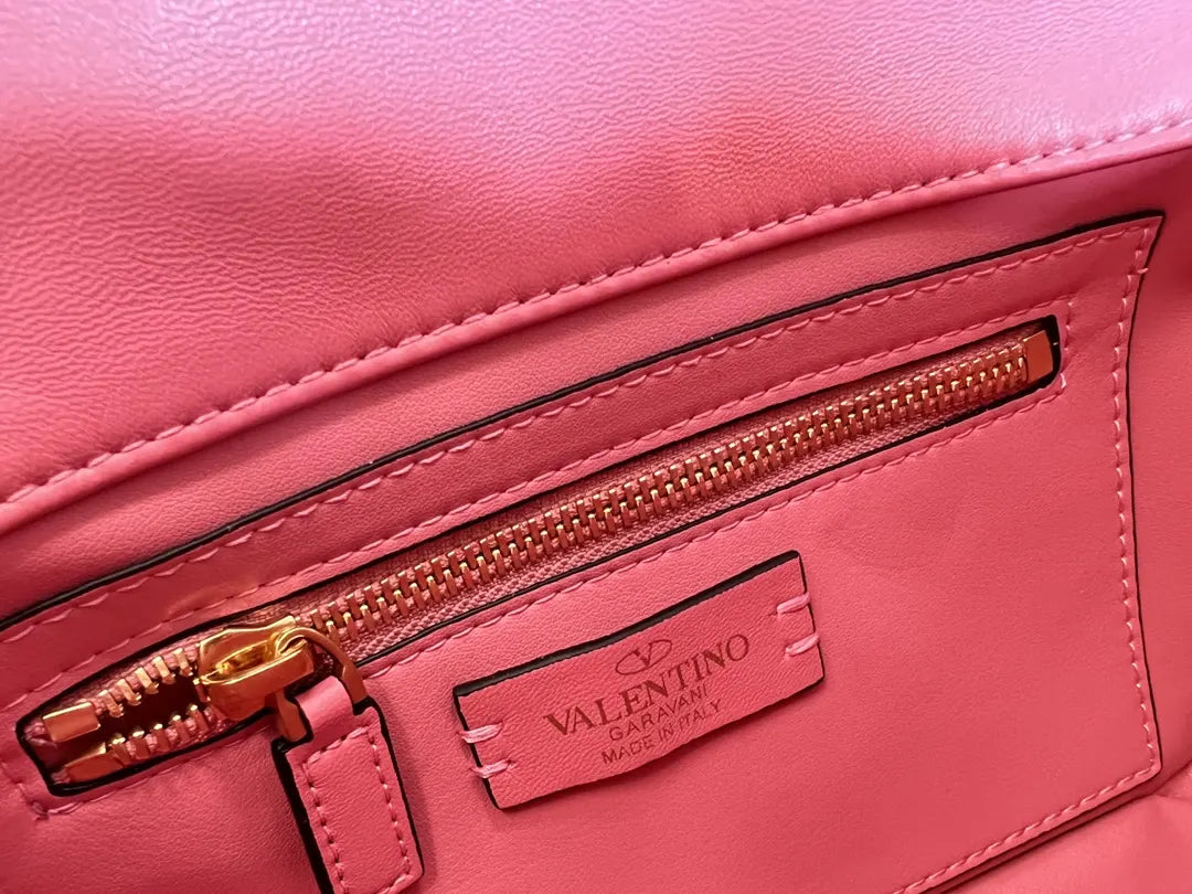 Valentino Pink Stud Chain Bag - Hình 8