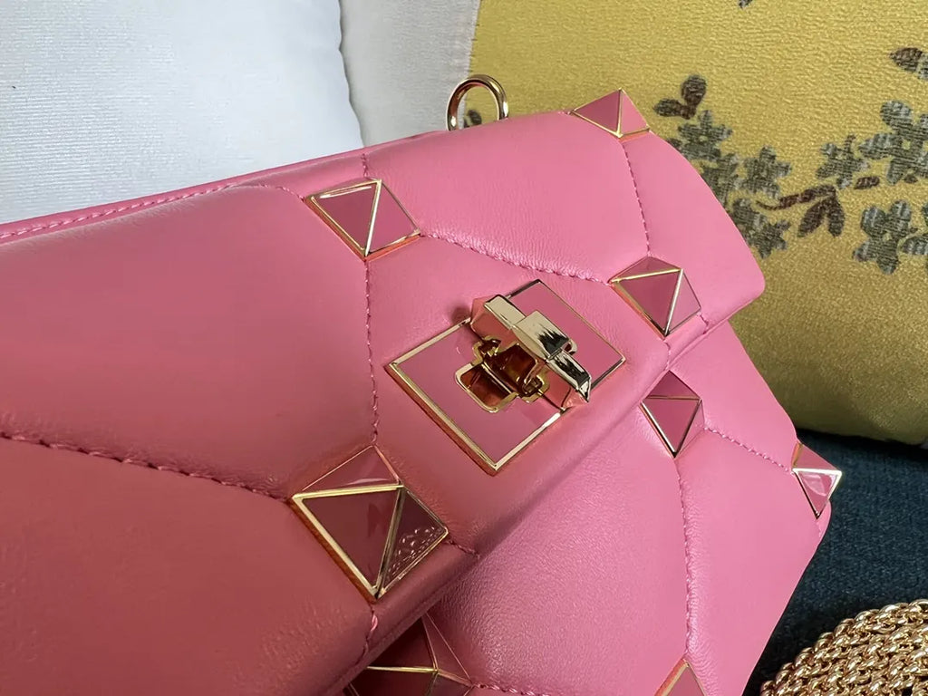 Valentino Pink Stud Chain Bag - Hình 5