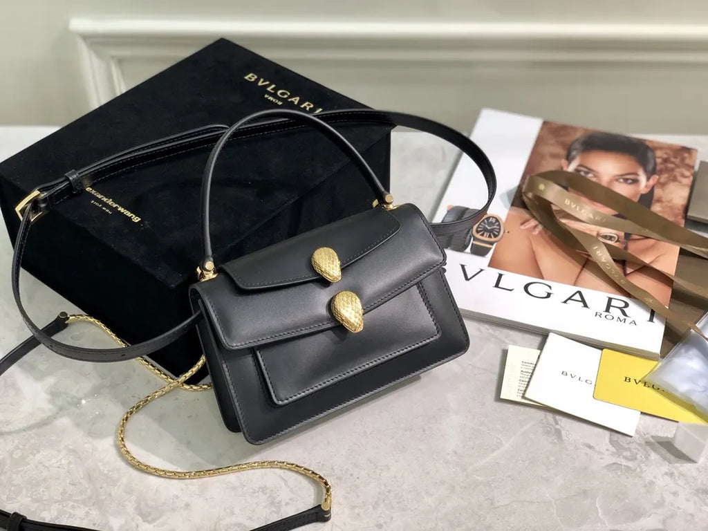 Bvlgari Black Leather Flap Bag