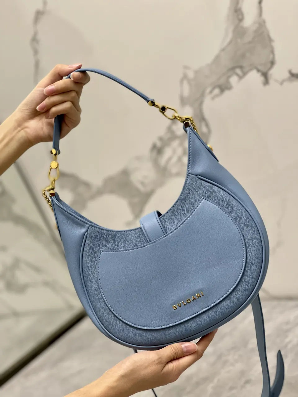 Bvlgari Blue Leather Bag - Hình 6