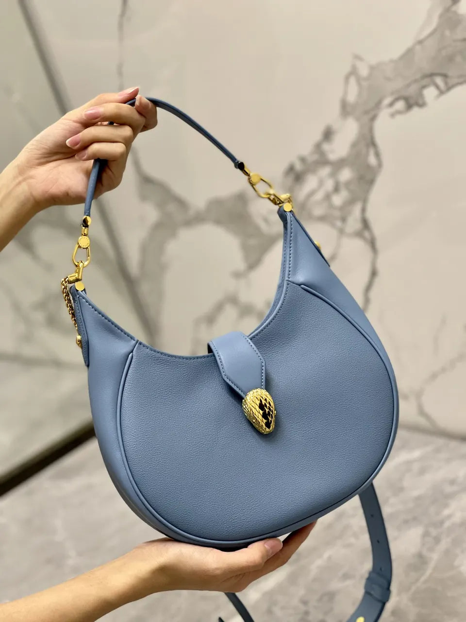 Bvlgari Blue Leather Bag