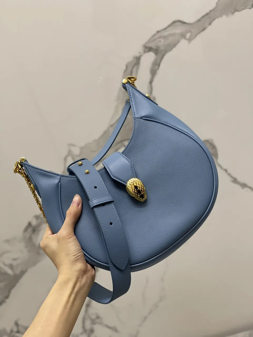 Bvlgari Blue Leather Bag - Hình 8