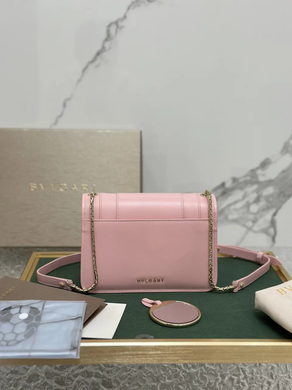 Bulgari Pink Leather Bag - Hình 3