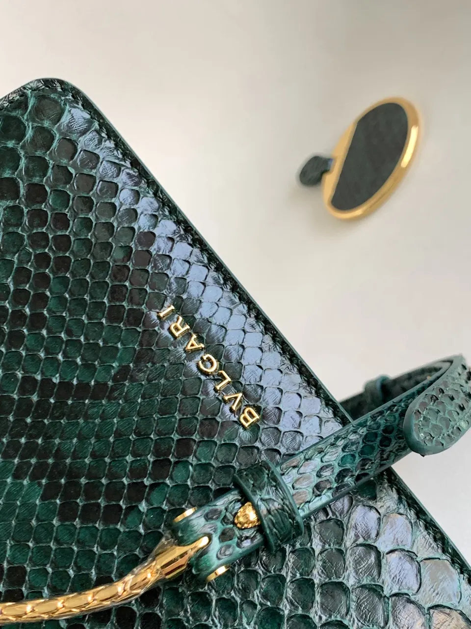 Serpenti Jade Green Python Bag - Hình 6