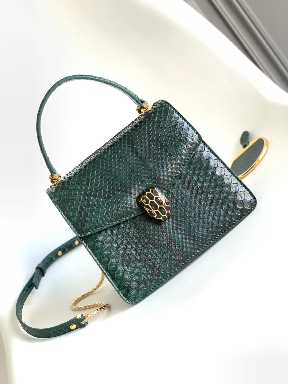 Serpenti Jade Green Python Bag