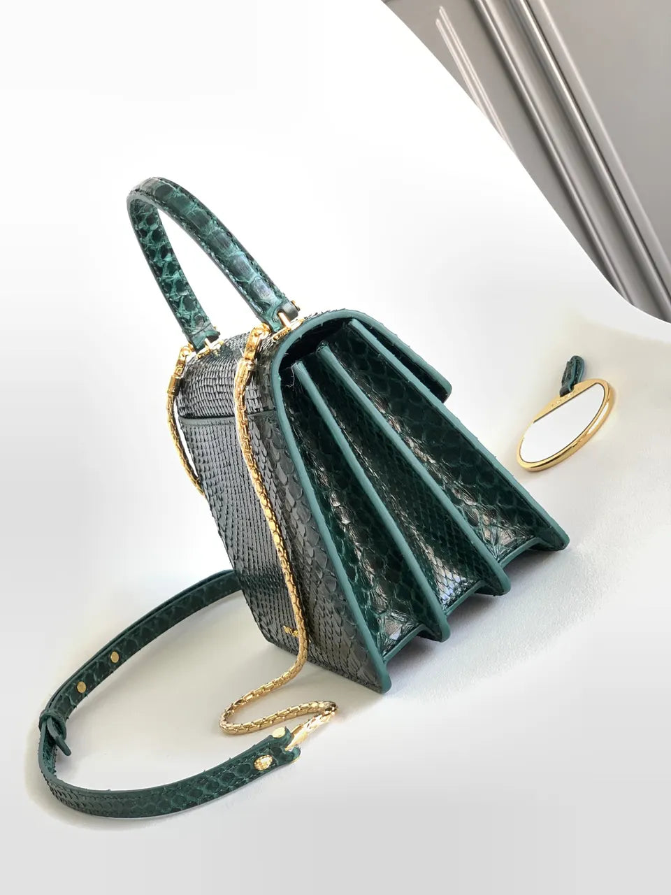 Serpenti Jade Green Python Bag - Hình 2