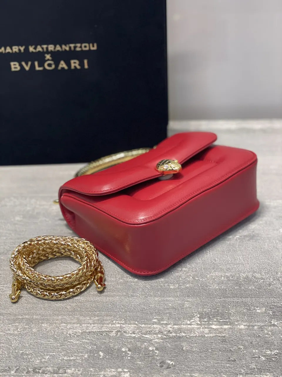 Bvlgari Red Leather Bag - Hình 3