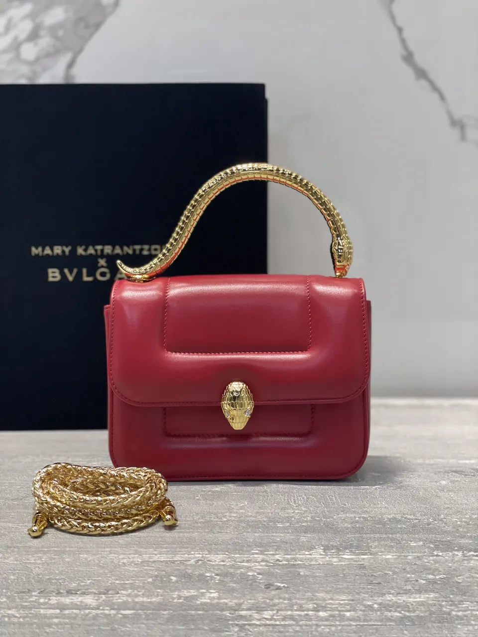 Bvlgari Red Leather Bag