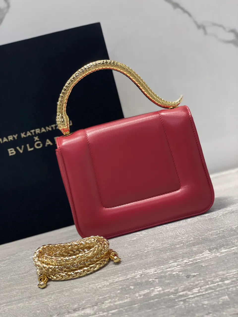 Bvlgari Red Leather Bag - Hình 2