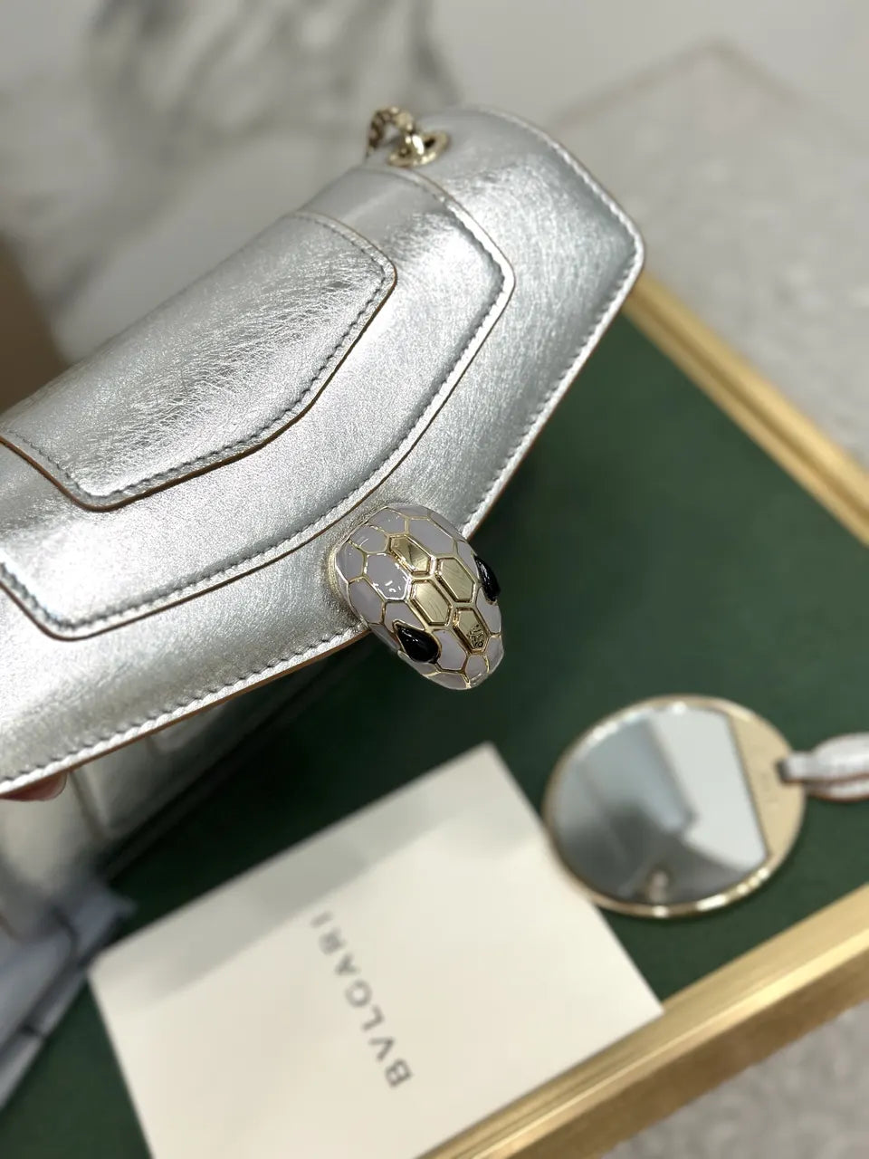 Bulgari Silver Chain Bag - Hình 8