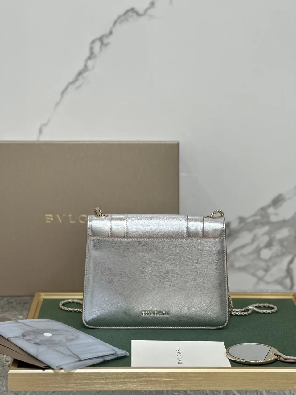 Bulgari Silver Chain Bag - Hình 5
