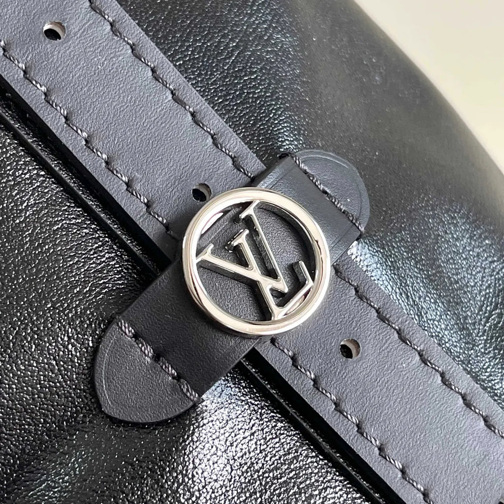 LV Black Leather Hobo Bag monogram - Hình 5