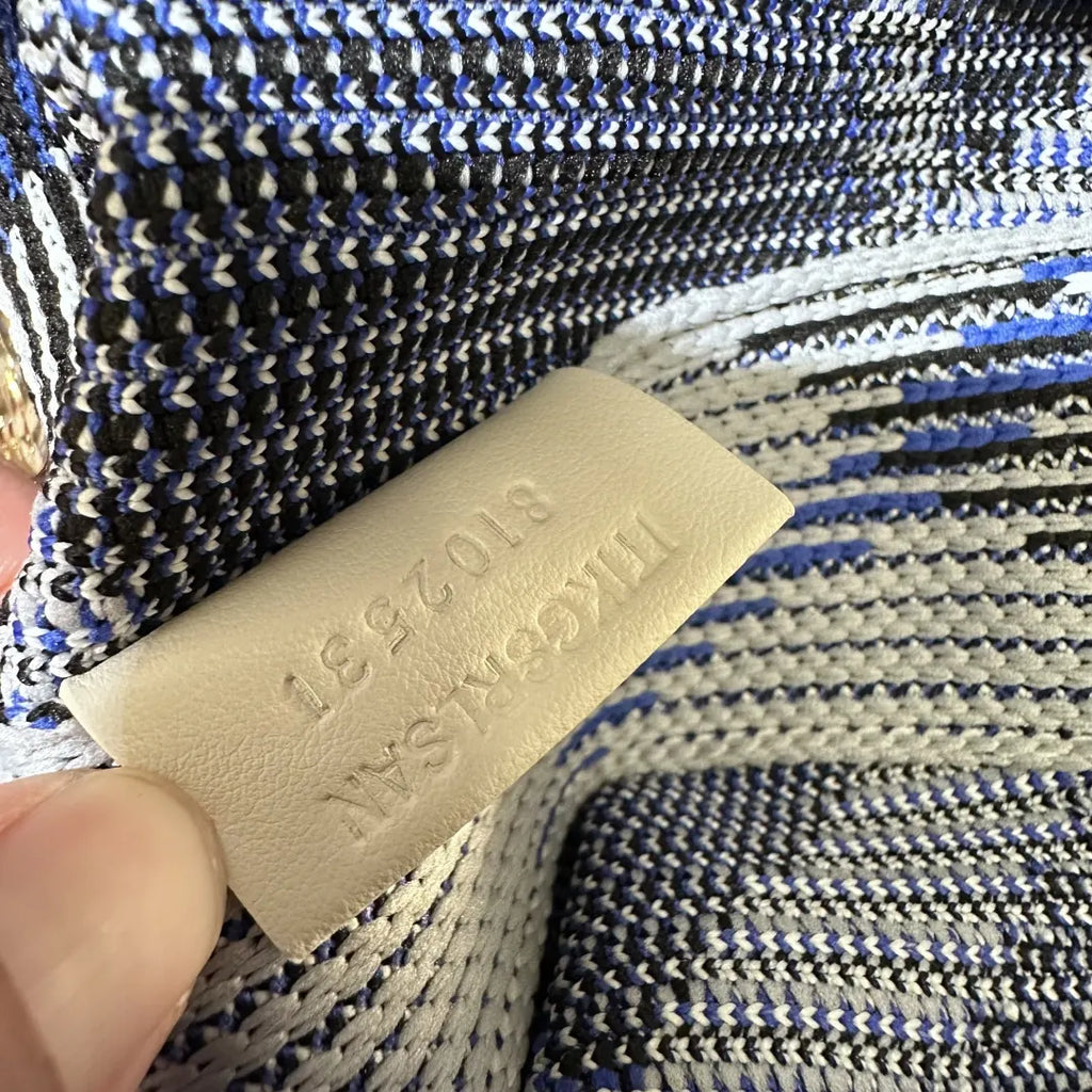 Burberry Blue Check Knit Hobo - Hình 9