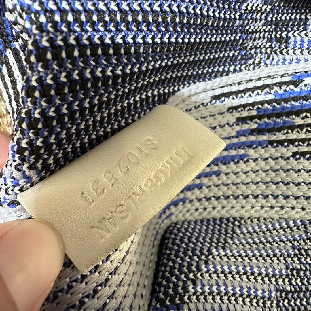 Burberry Blue Check Knit Hobo - Hình 9