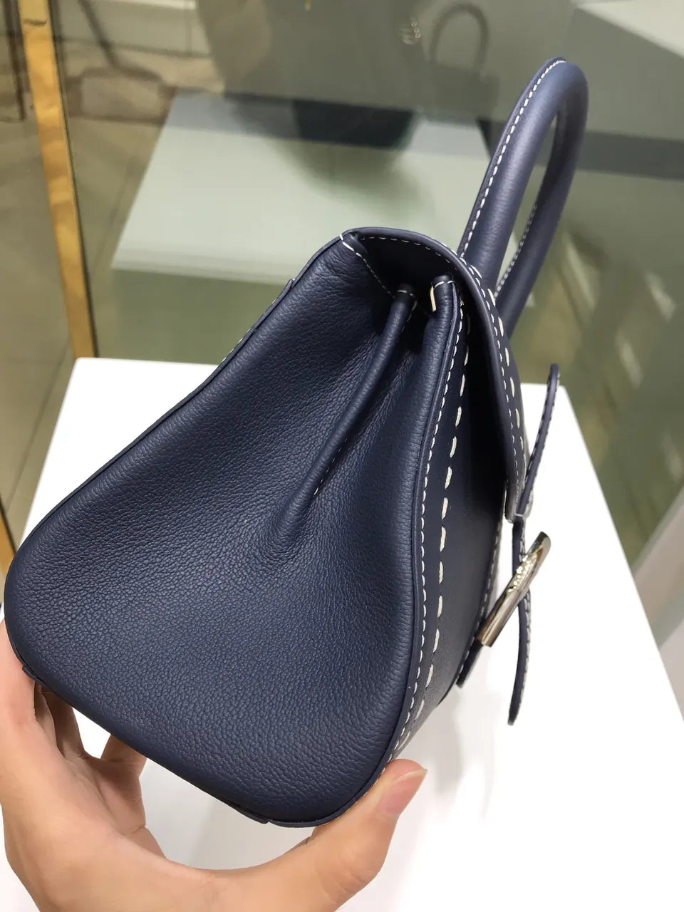 east Delvaux Navy Blue Brillant - Hình 4