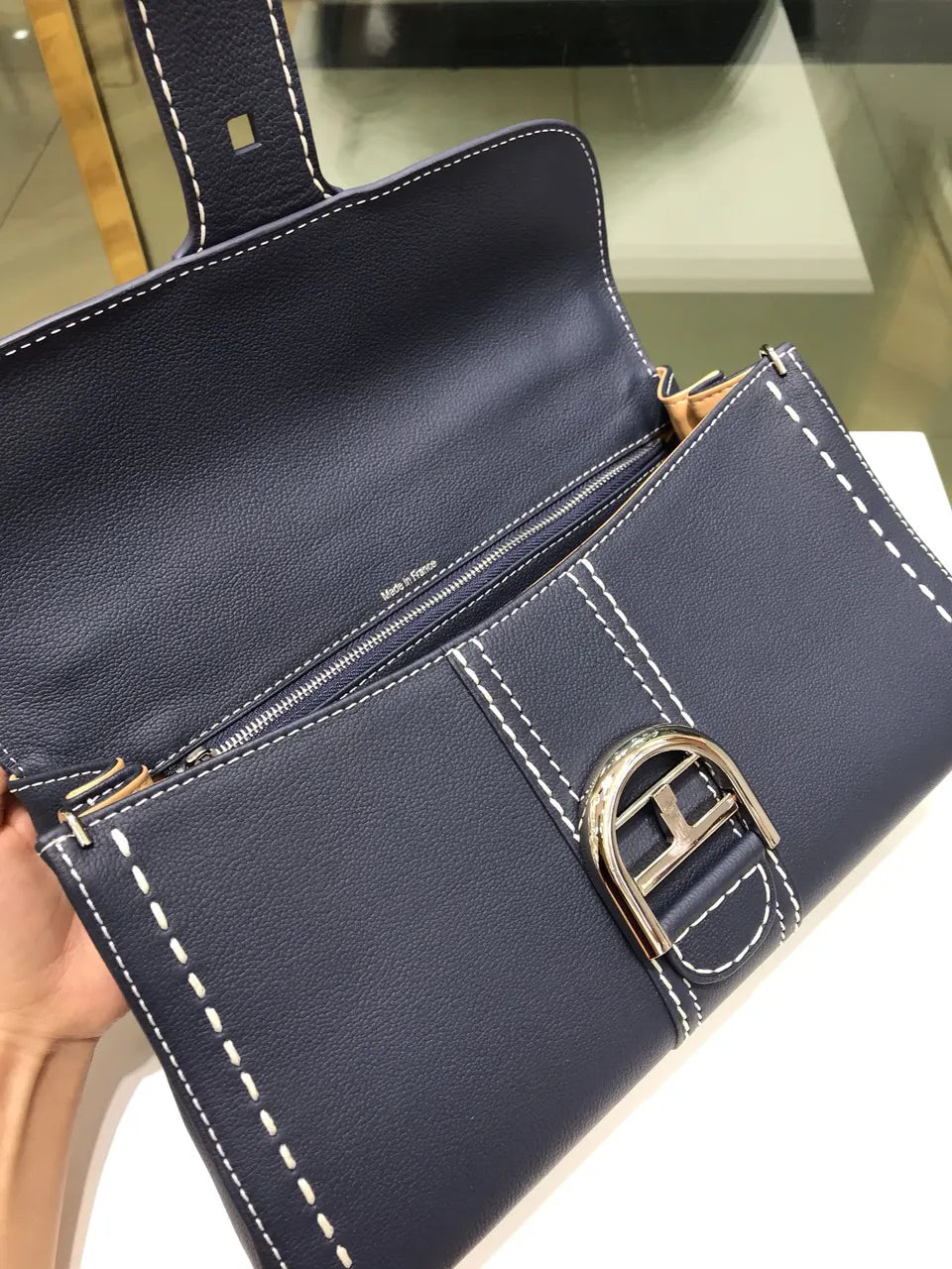 east Delvaux Navy Blue Brillant - Hình 6