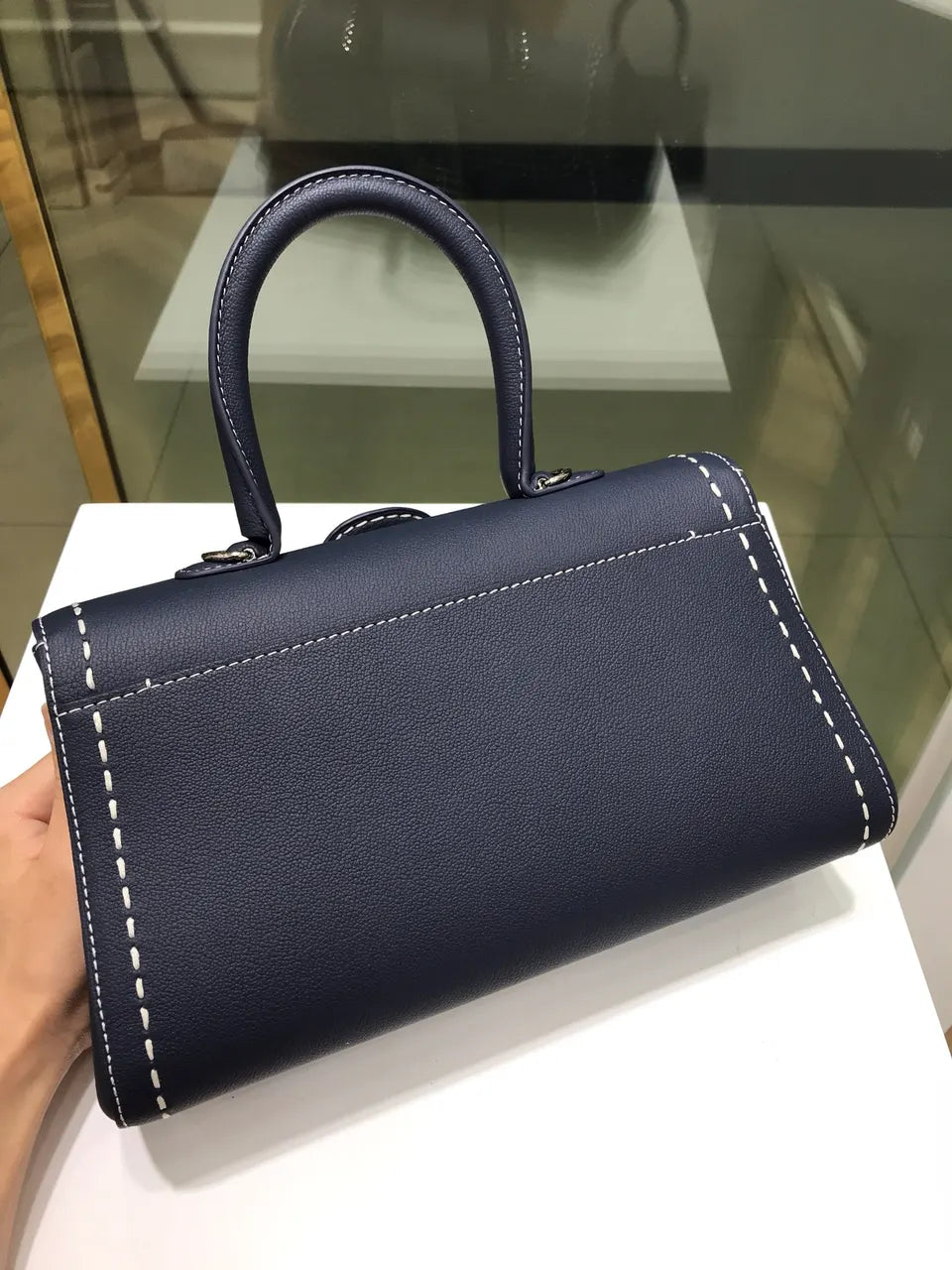 east Delvaux Navy Blue Brillant - Hình 3