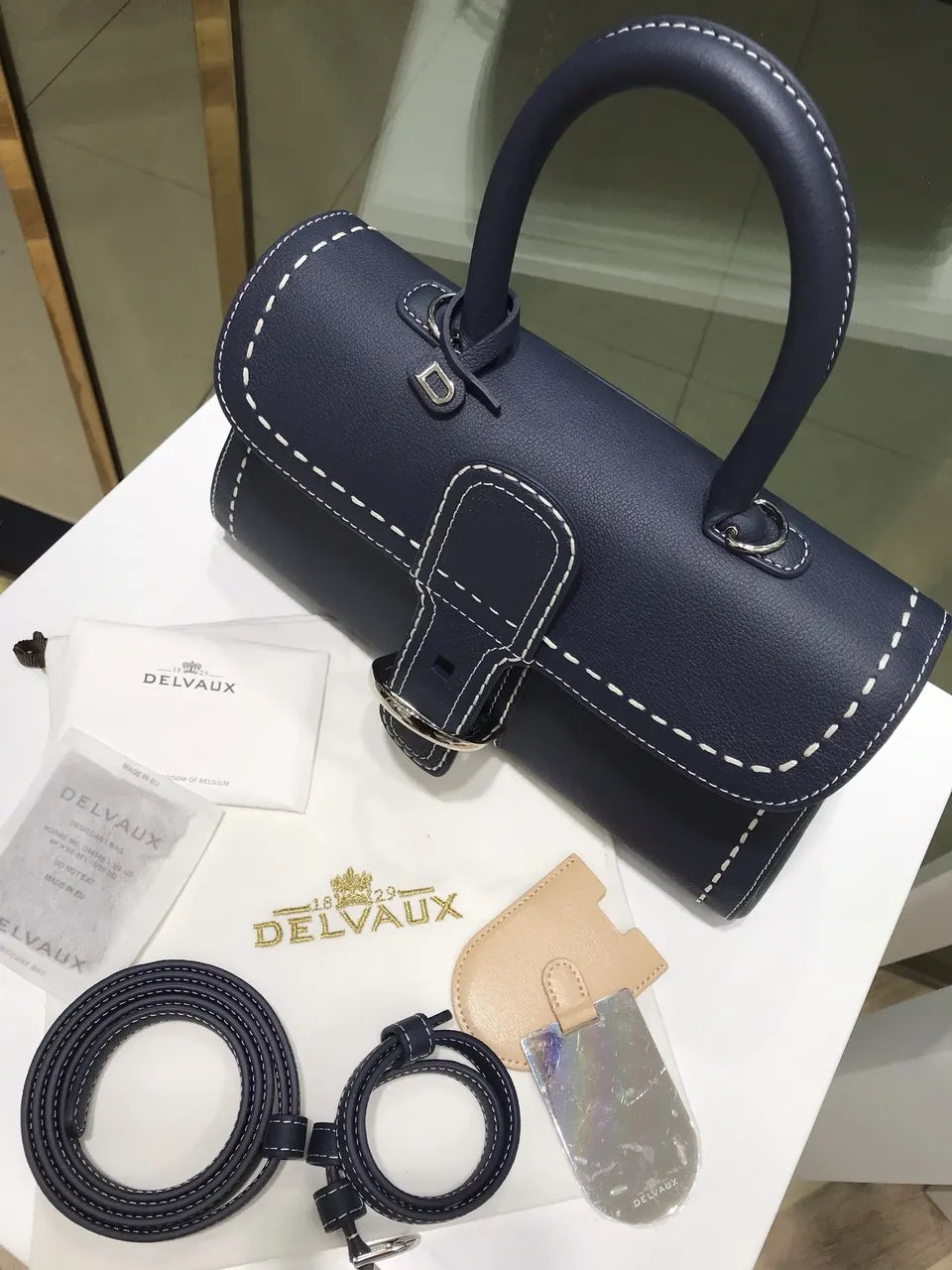 east Delvaux Navy Blue Brillant - Hình 9