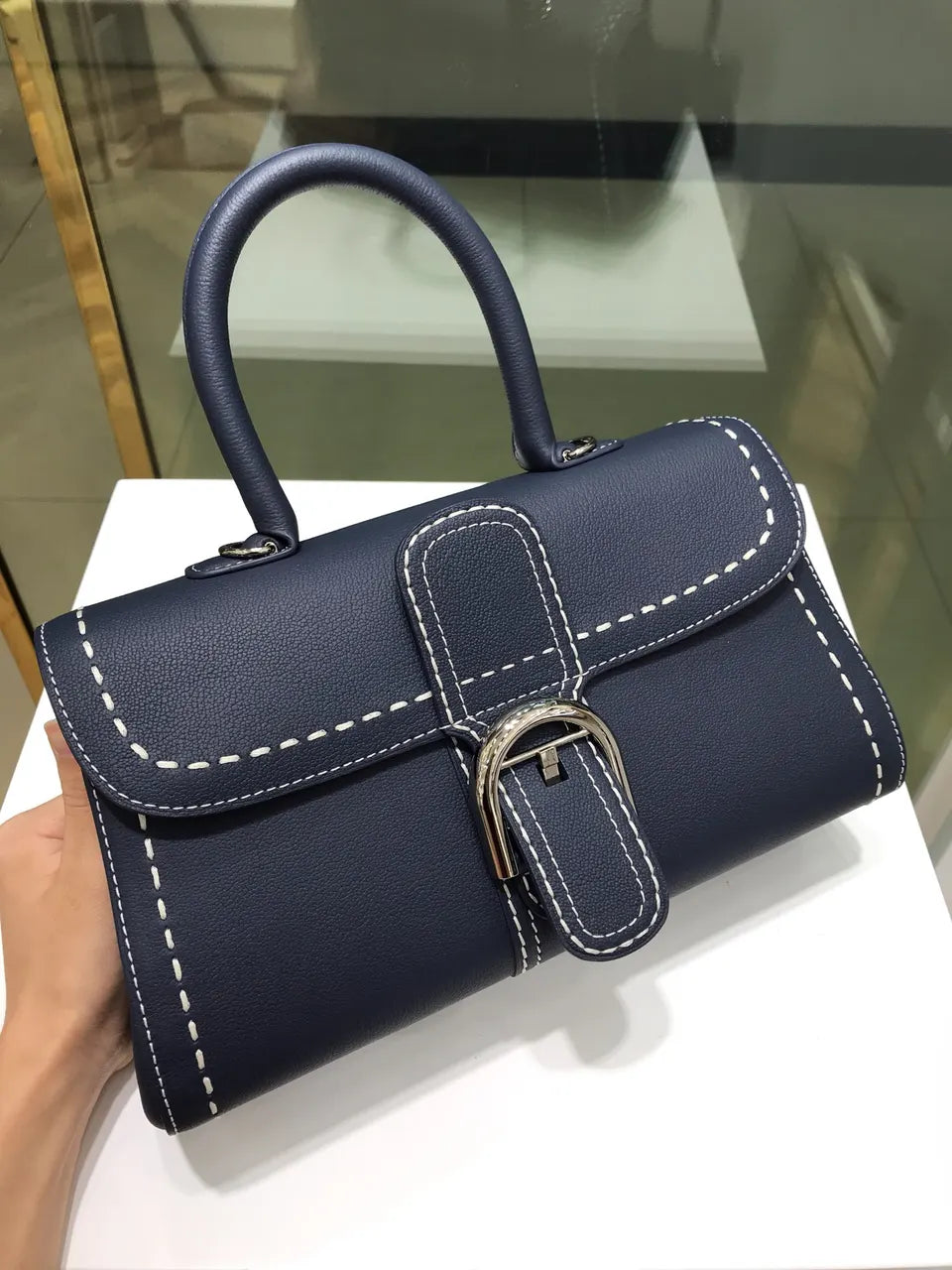 east Delvaux Navy Blue Brillant - Hình 2