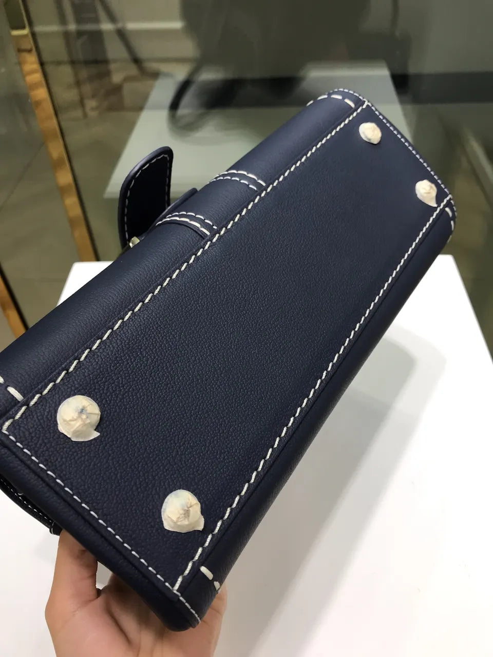 east Delvaux Navy Blue Brillant - Hình 5