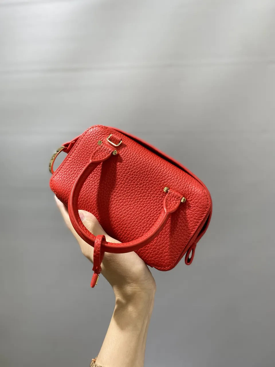 Loro Piana Red Bowling Bag - Hình 2