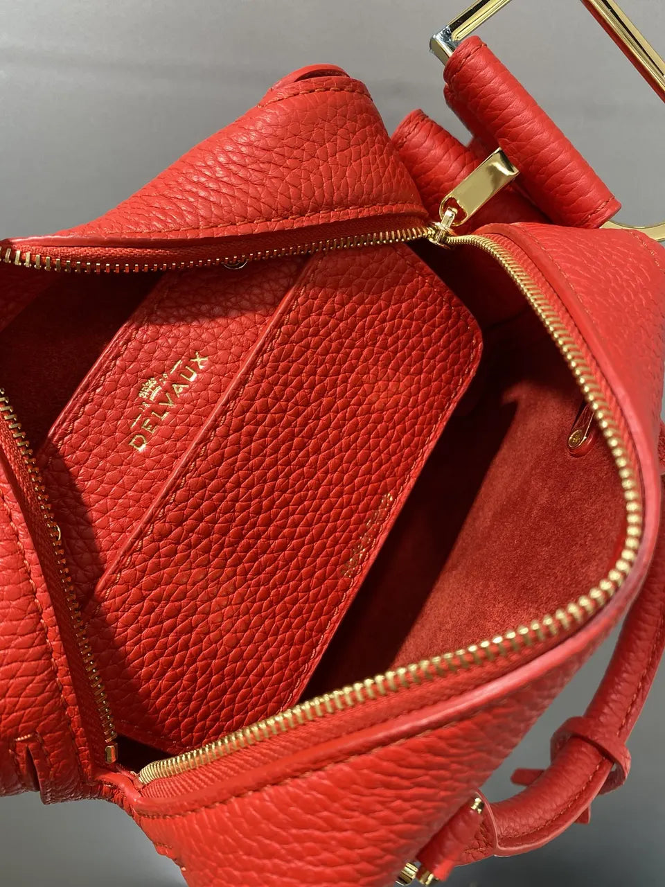 Loro Piana Red Bowling Bag - Hình 6