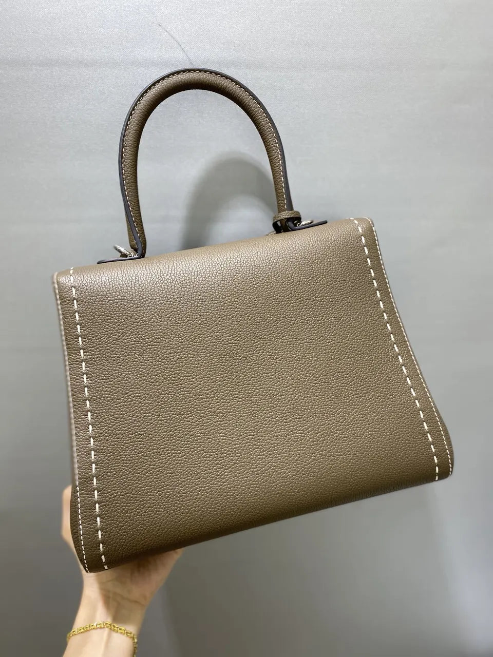 Delvaux Khaki Leather Pin Mini - Hình 2