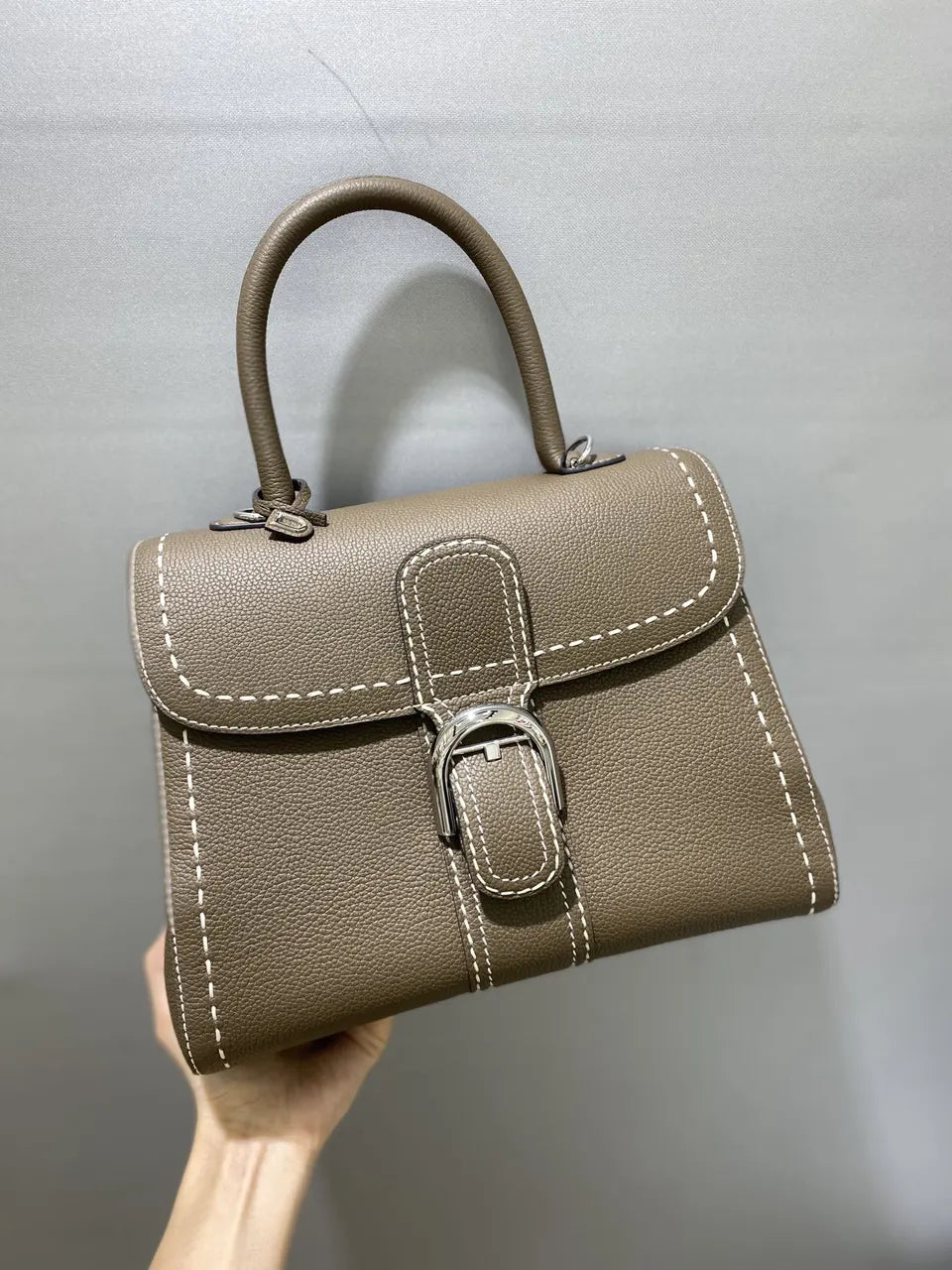 Delvaux Khaki Leather Pin Mini