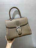 Delvaux Khaki Leather Pin Mini