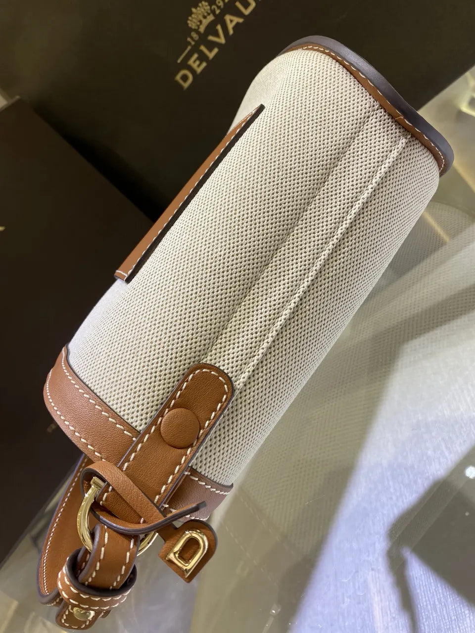 Delvaux Canvas Tan Pin Bucket - Hình 4