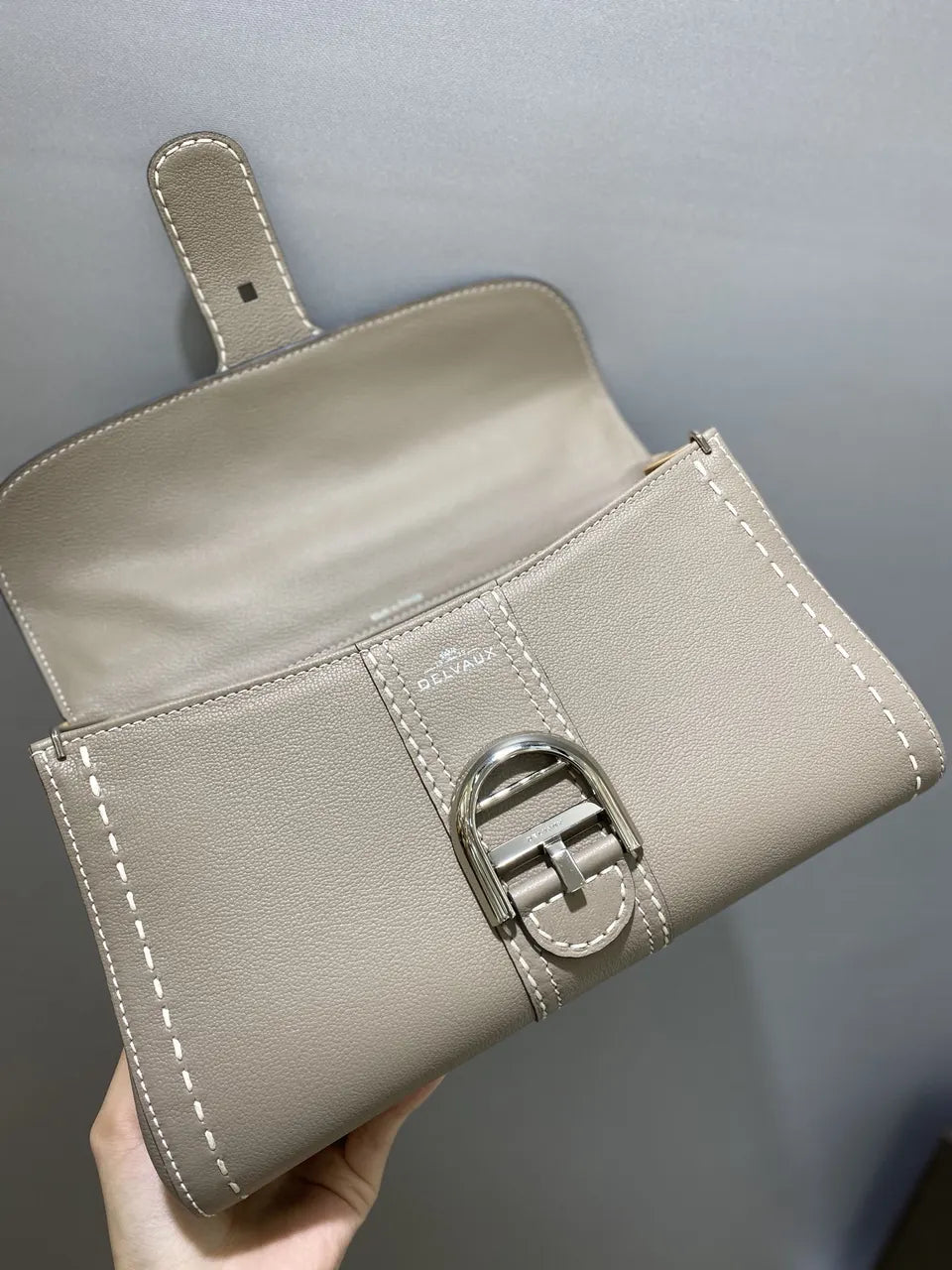 Delvaux Beige Stitching Brillant - Hình 5