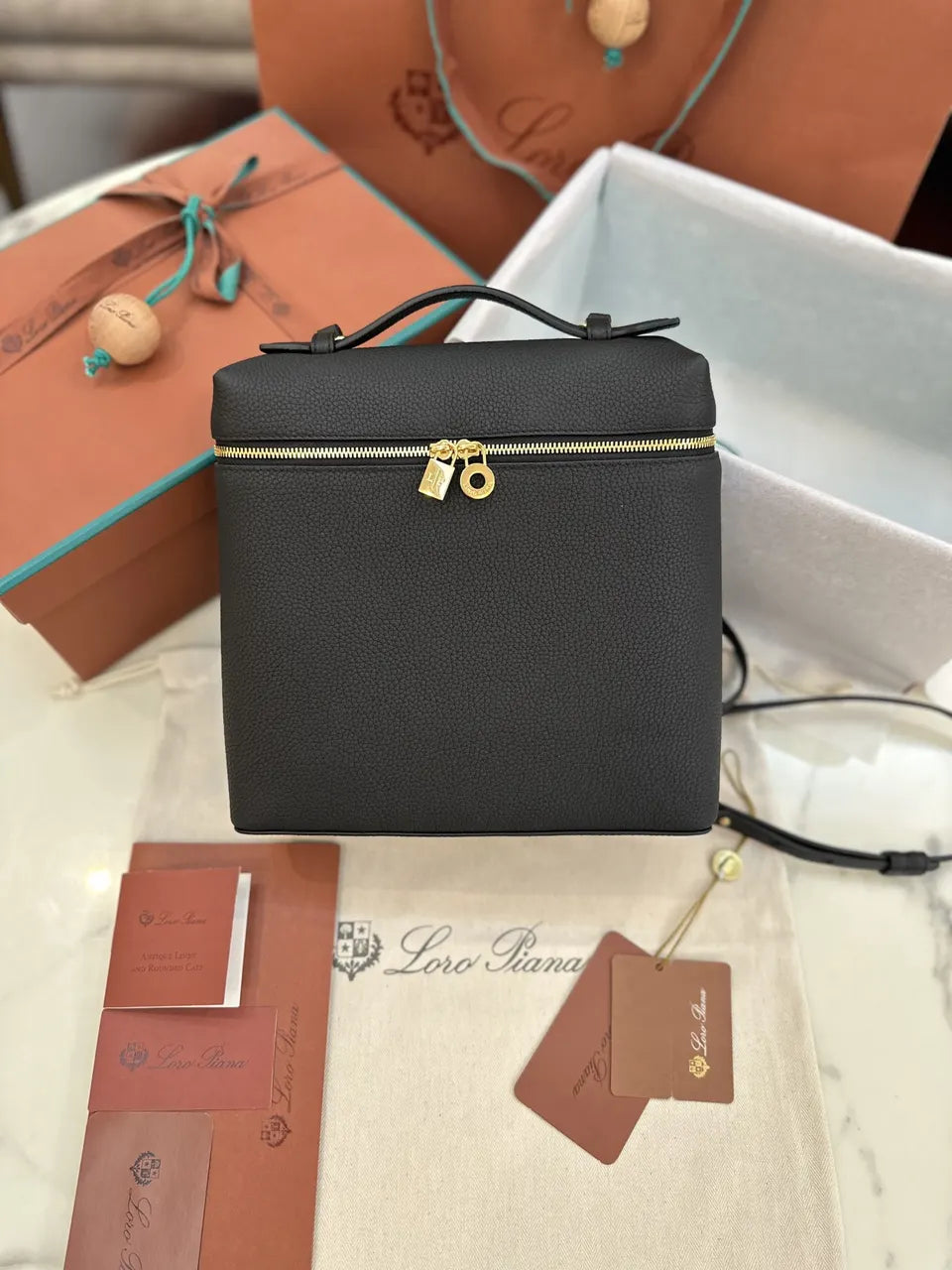 Loro Piana Black Leather Vanity Case