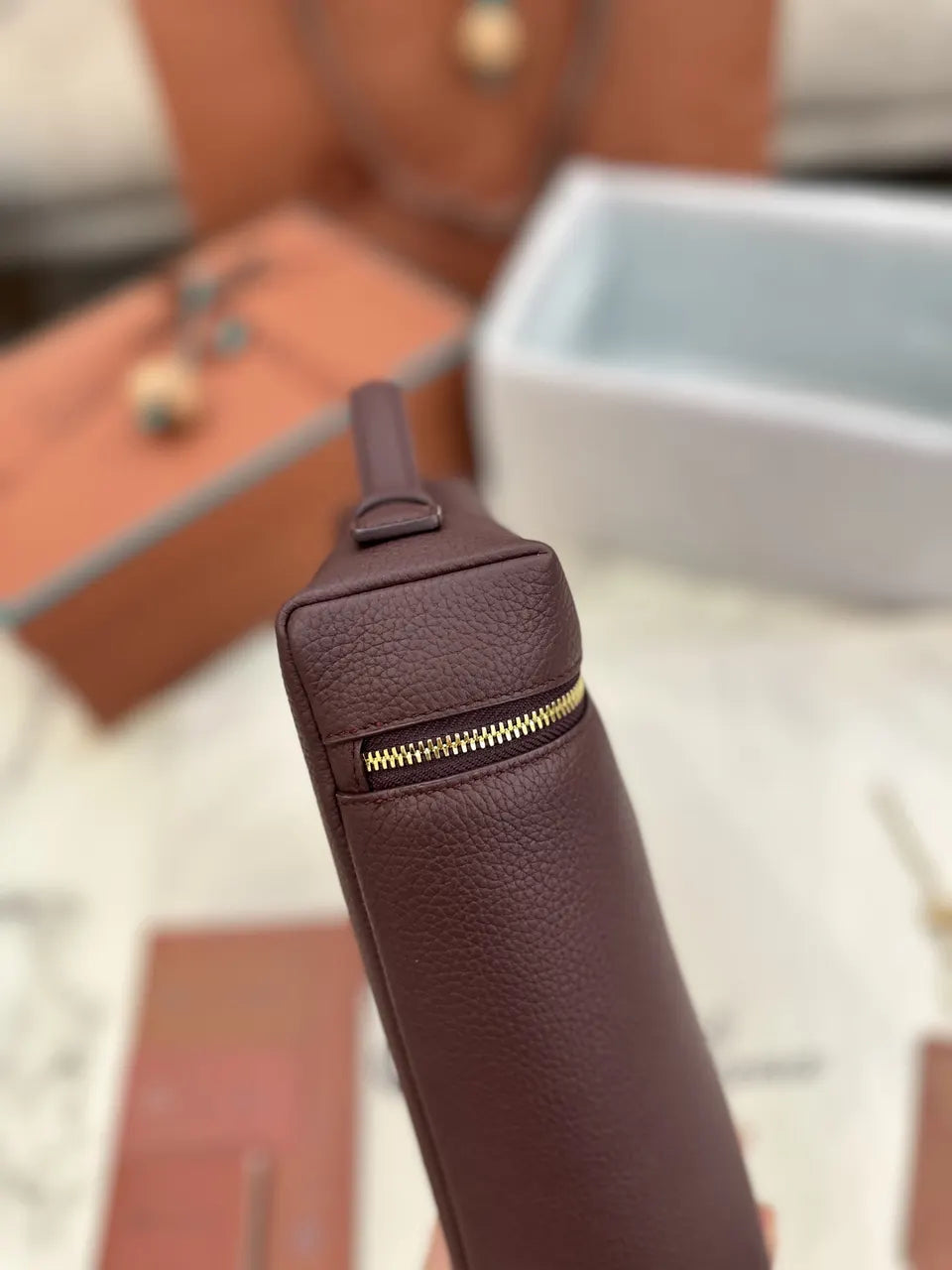 Loro Piana Plum Vanity Case - Hình 8