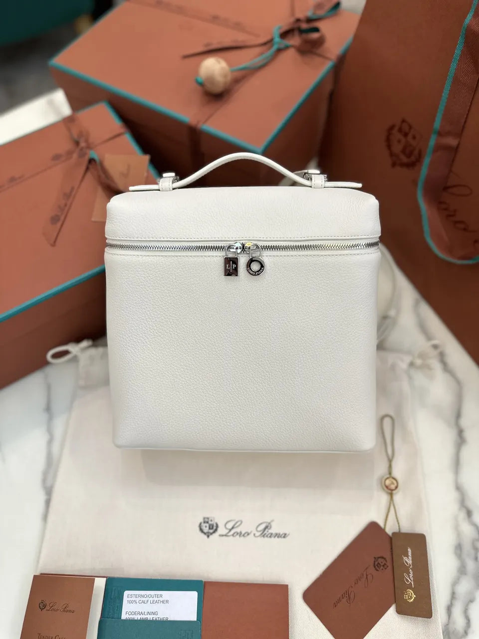 Loro Piana White Leather Vanity Case